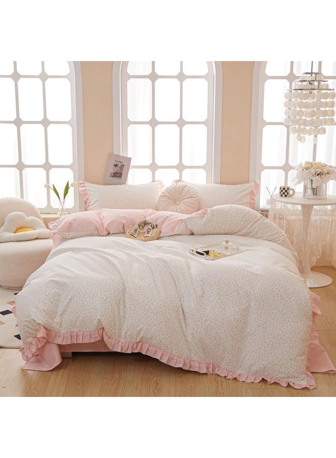 LifeTB Pink Flower Comforter Set Full Vintage Coquette Bedding Comforter Cottagecore Floral Comforter Set with Elegant Ruffles Soft Fluffy Lightweight Botanical Bedding Set for Girls Women - Image 1