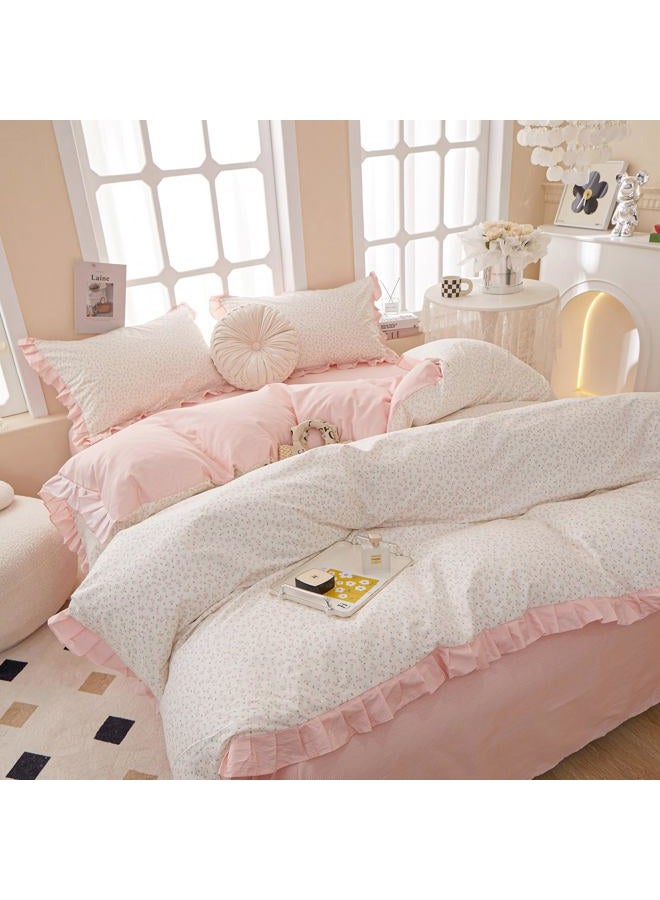 LifeTB Pink Flower Comforter Set Full Vintage Coquette Bedding Comforter Cottagecore Floral Comforter Set with Elegant Ruffles Soft Fluffy Lightweight Botanical Bedding Set for Girls Women - Image 2