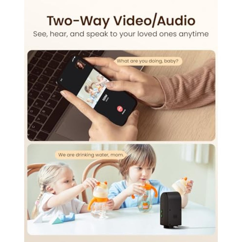Two Way Video Calling Camera with 2.8 inch HD Screen, C520M 2.5K Pan Tilt Indoor Smart Home WiFi Security Camera Monitor with Phone App, Motion Detection, for Baby Elderly Nanny Pet Dog, Plug-in - Image 3