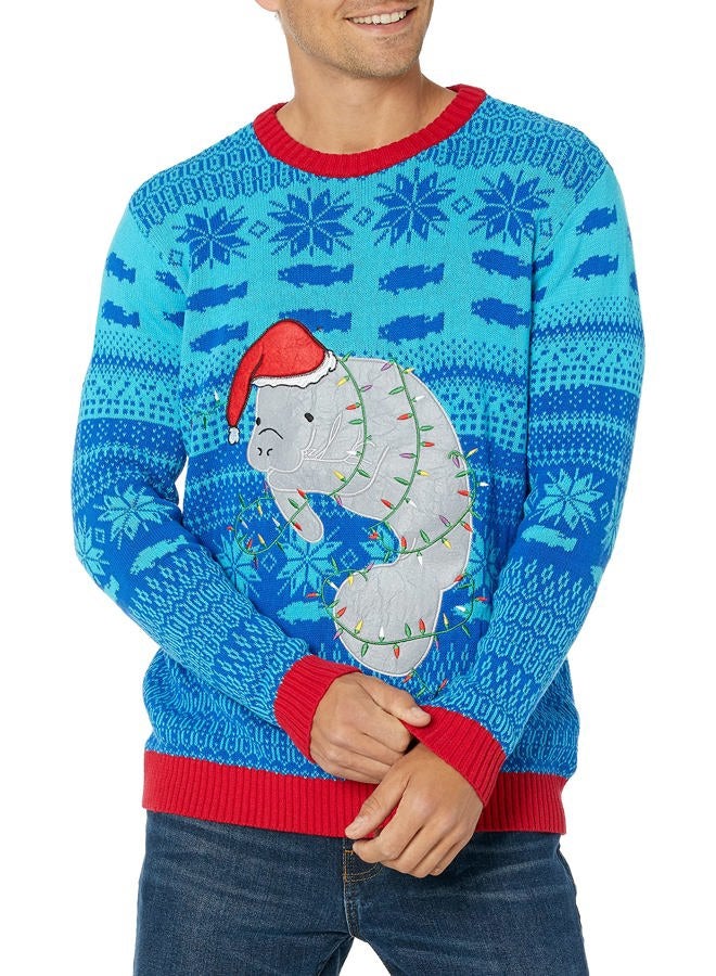 Blizzard Bay Men's Manatee Sweater, Blue, L - Image 1