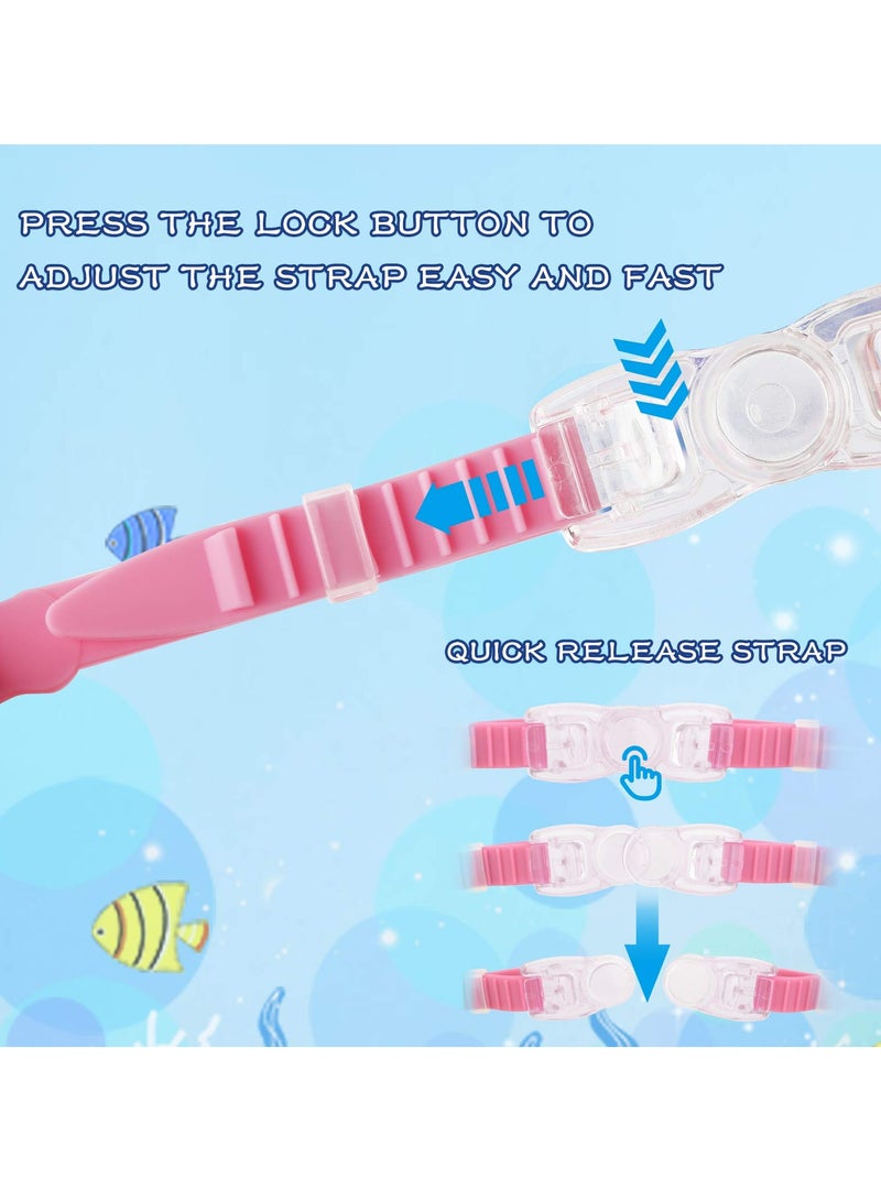 Excefore Kids Swim Goggles, 2 Pcs Kids Goggles for Swimming Age 3-15, Swim Goggles with Nose Cover No Leaking Anti-Fog Waterproof (Green+Purple) - Image 5