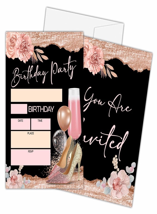 Zmyollo Rose Gold Birthday Invitations with Envelopes - 20PCS Gold Foil Balloon Birthday Party Invitations - Surprise Birthday Party Supplies Decorations -47 - Image 1