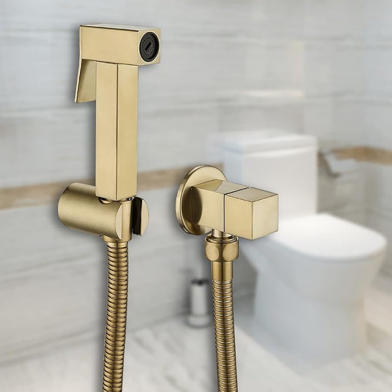 Brushed Gold Handheld Bidet Sprayer Toilet Kit Cold Water Wall Mount Feminine Hygiene - Image 3