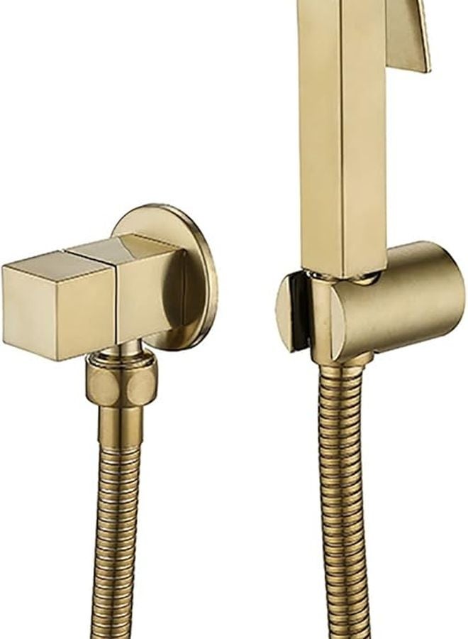 Brushed Gold Handheld Bidet Sprayer Toilet Kit Cold Water Wall Mount Feminine Hygiene - Image 1