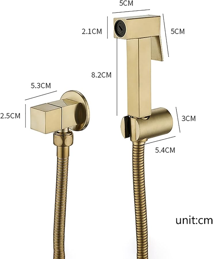 Brushed Gold Handheld Bidet Sprayer Toilet Kit Cold Water Wall Mount Feminine Hygiene - Image 5