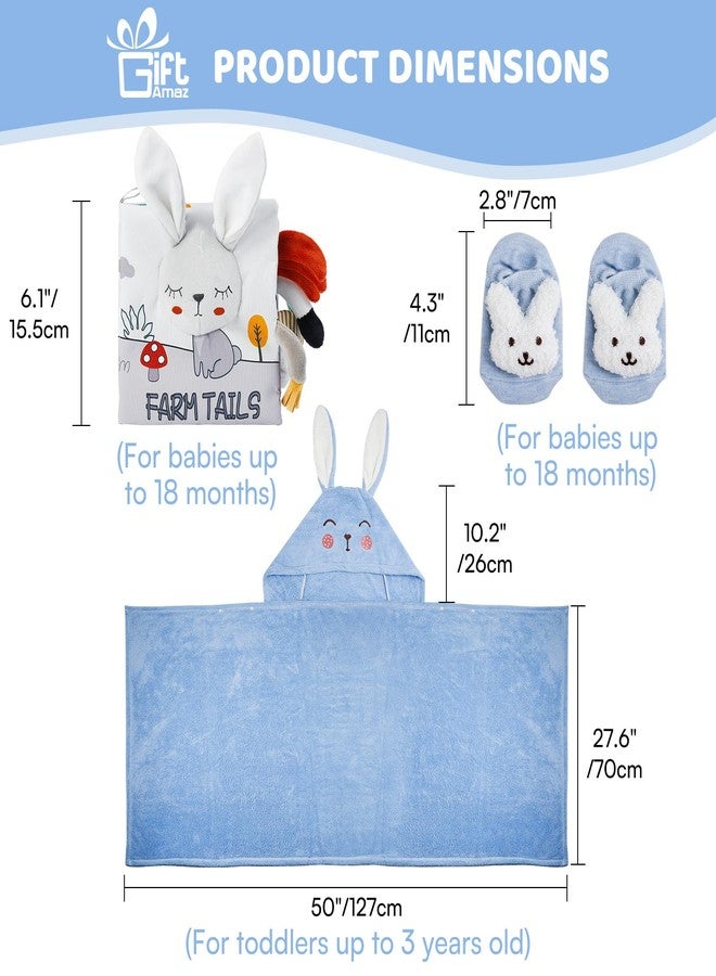 GiftAmaz Baptism Gifts Set for Boys, Christening Dedication Gifts with Hooded Baby Towel, Sensory Cloth Book & Socks, Catholic Baptism Gift Basket for Newborn Baby, Infant, Godparents - Image 4
