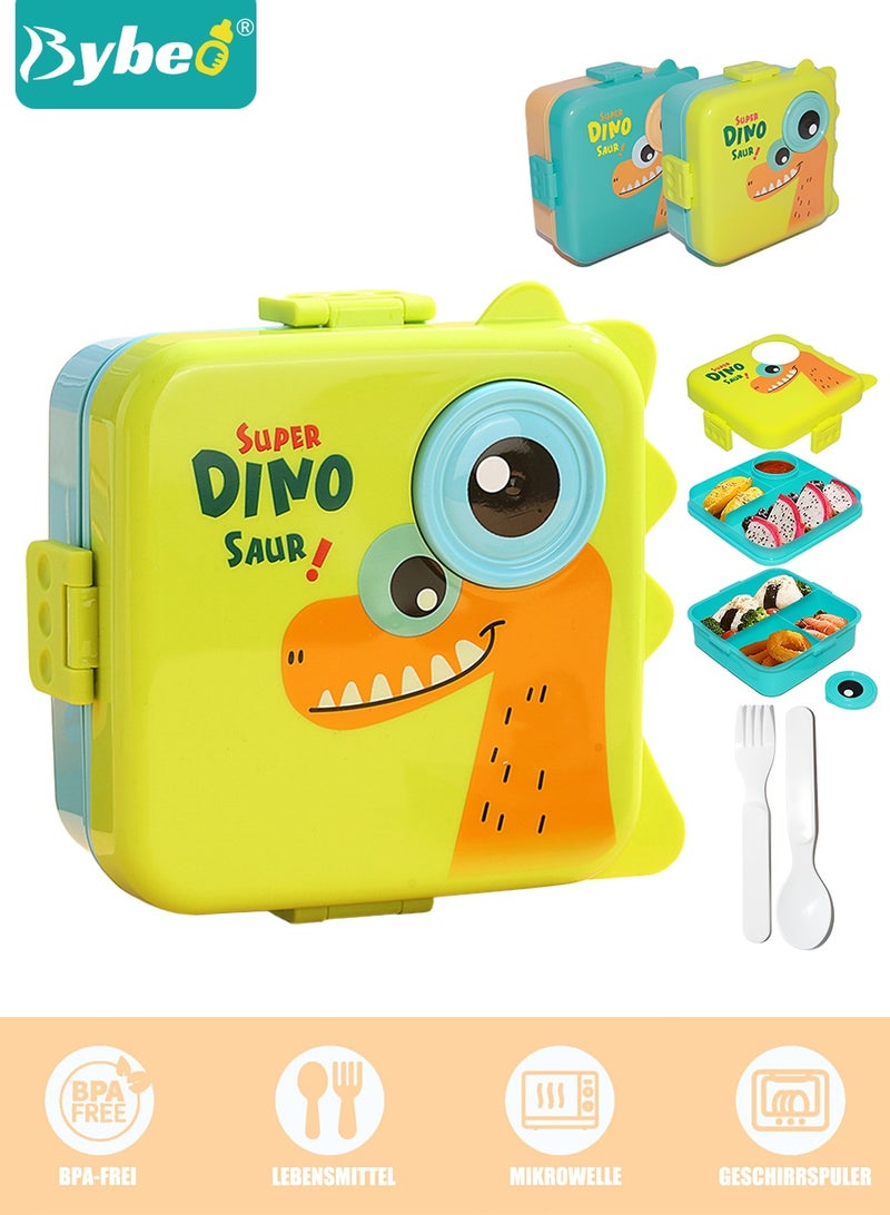 Bybeo Portable Kids Bento Box, Children Lunch Box to School For Toddlers, Snack Containers for Travel, 4 Compartments Meal Prep Removable Divider, BPA Free, Microwave & Dishwasher Safe - Image 1