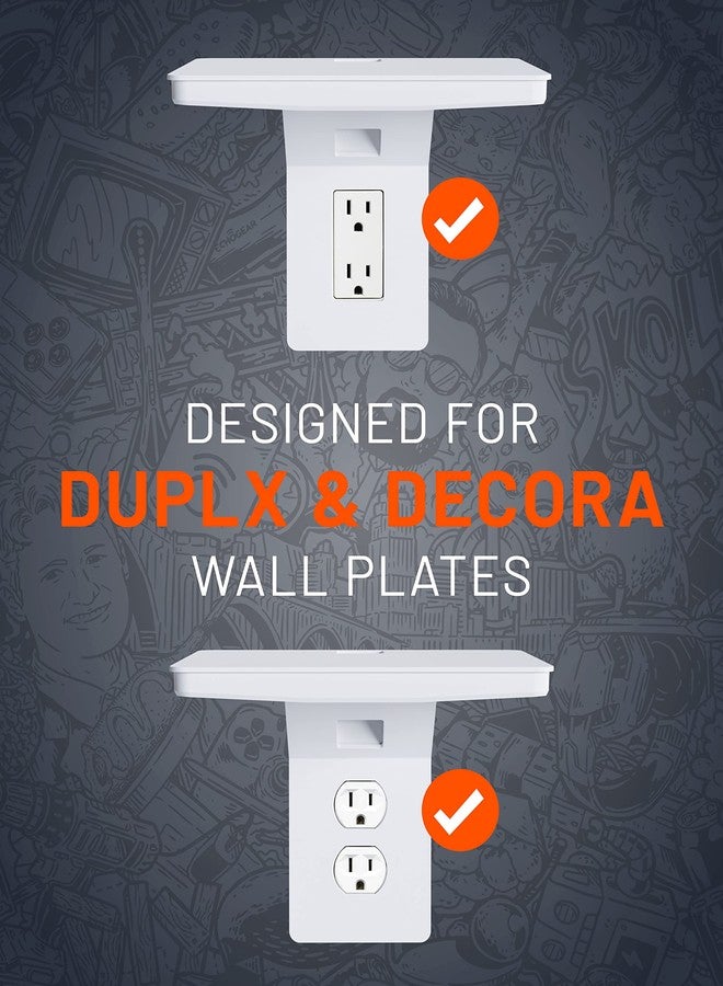 ECHOGEAR Wide Outlet Shelf - Next-Gen Design with Built-in Cord Storage & Room for Bulky Plugs - Works with Both Standard & Decora Outlets - Quick Install with Included Hardware - Image 3