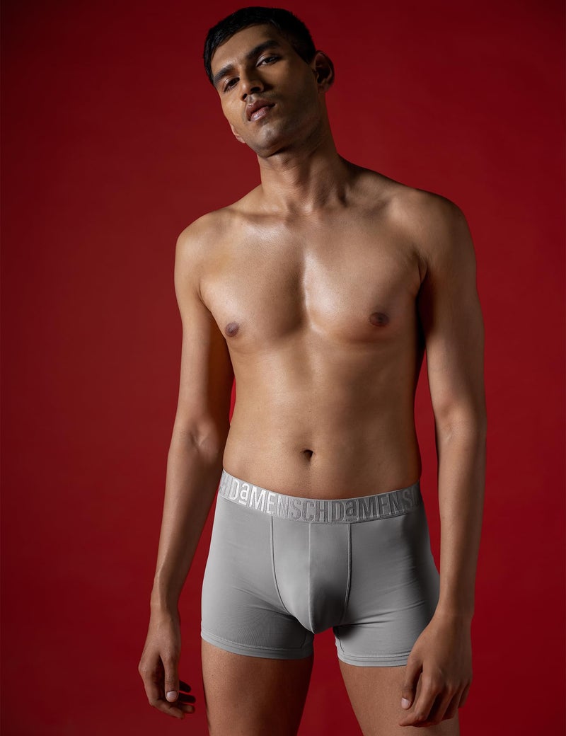 DAMENSCH Unreal Trunk for Men, Microfiber Spandex Underwear for Men, Ultra-Lightweight, Soft No-Curl Waistband Mens Trunk, Anti-Static Mens Trunks, Mid-Rise Underwear for Man-Silver Grey-L - Image 2