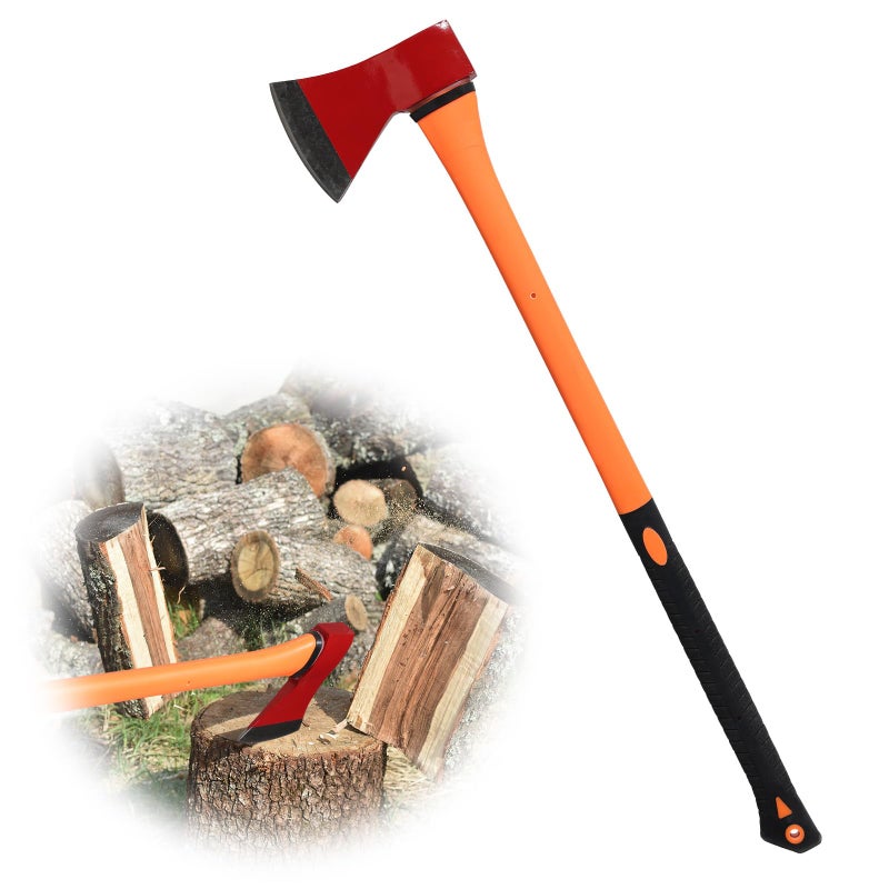 ETICSIPA Chopping Axe: 33.5â€ Hatchet Axe with Shock Absorbing Fiberglass Handle 4.5lbs Felling Axes for Splitting Log Cutting Firewood GardeningTool - Image 1