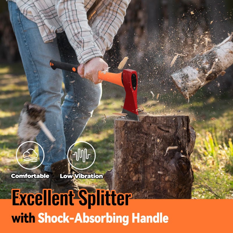 ETICSIPA Chopping Axe: 33.5â€ Hatchet Axe with Shock Absorbing Fiberglass Handle 4.5lbs Felling Axes for Splitting Log Cutting Firewood GardeningTool - Image 2