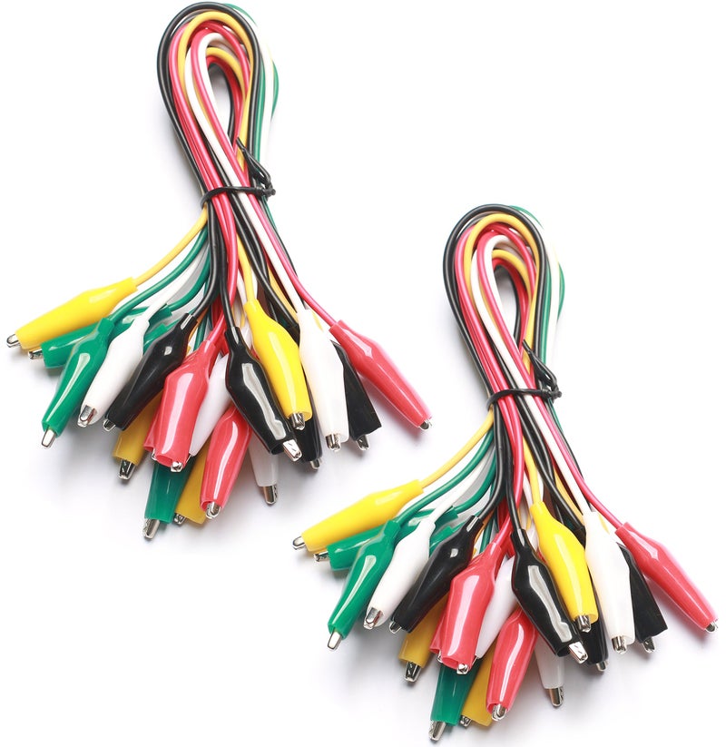 WGGE WG-026 10 Pieces and 5 Colors Test Lead Set & Alligator Clips,20.5 inches / 22 AWG Wire (2 Pack) - Image 1