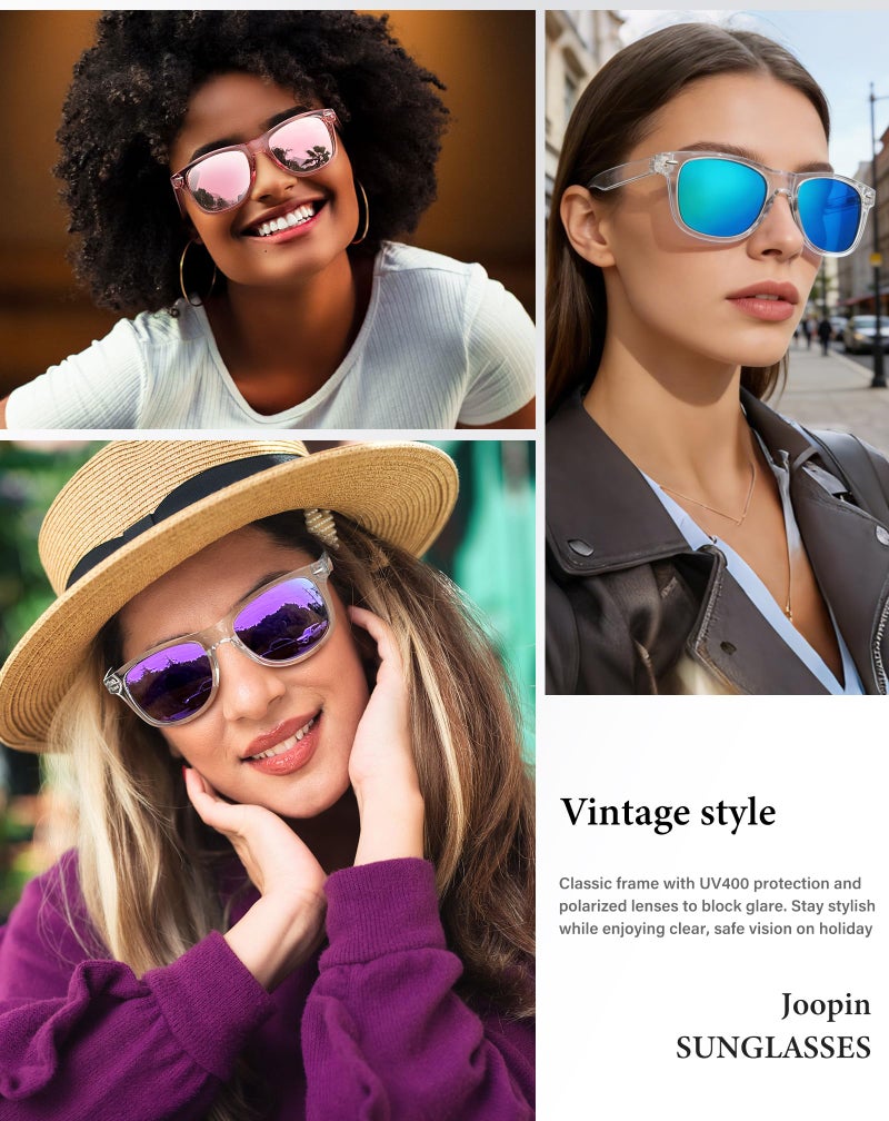 Joopin Oversized Square Sunglasses Polarized Sun Glasses UV Protection Clear Frame Shades for Women Men (All Pink + Blue + Purple) - Image 2