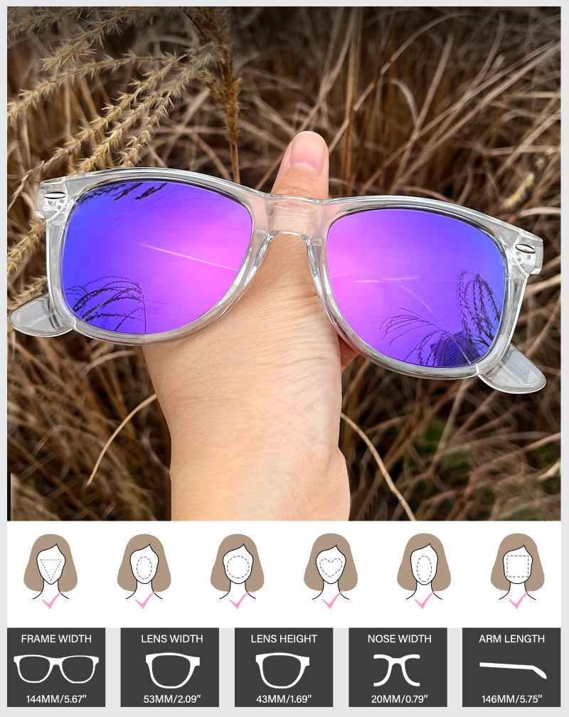 Joopin Oversized Square Sunglasses Polarized Sun Glasses UV Protection Clear Frame Shades for Women Men (All Pink + Blue + Purple) - Image 4