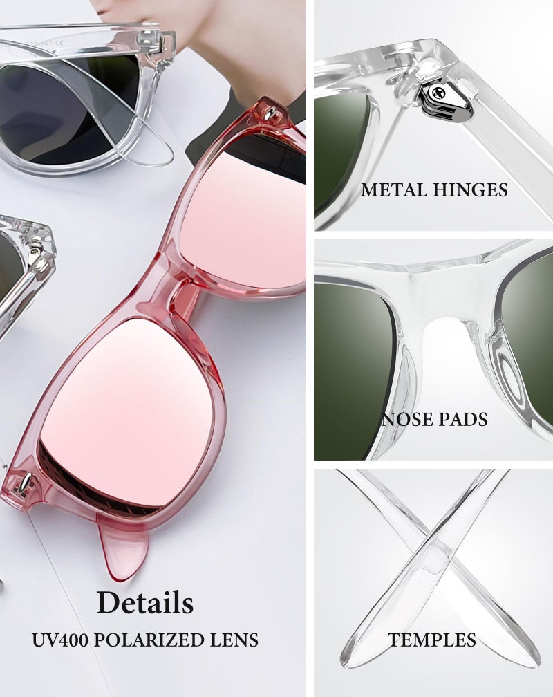 Joopin Oversized Square Sunglasses Polarized Sun Glasses UV Protection Clear Frame Shades for Women Men (All Pink + Blue + Purple) - Image 5