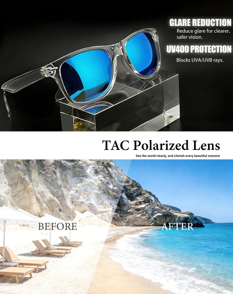 Joopin Oversized Square Sunglasses Polarized Sun Glasses UV Protection Clear Frame Shades for Women Men (All Pink + Blue + Purple) - Image 3