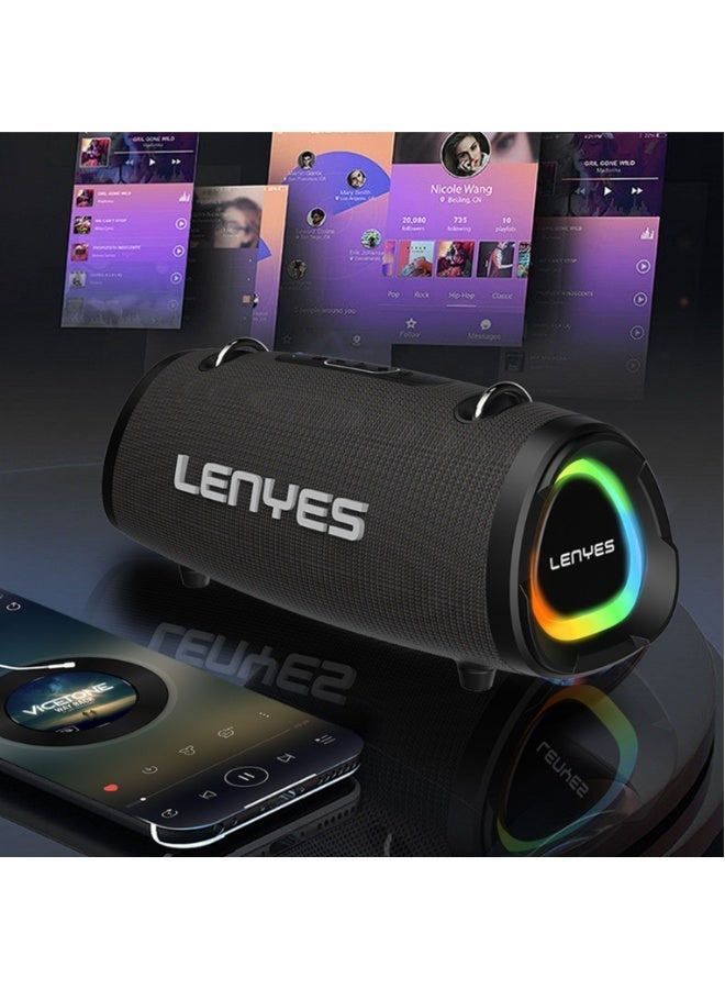 لينيس مكبر صوت لاسلكي محمول LENYES S872 | 80 واط | مقاوم للماء بمعيار IPX6 - أسود - Image 2