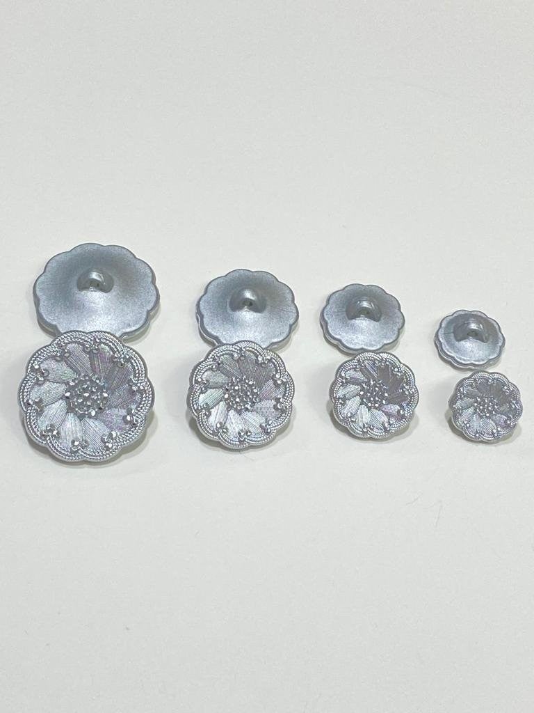 Karan Tuhafiye Karan Haberdashery Italian Model Cardigan Vest Button Set of 6 Silver 1.5 cm - Image 4
