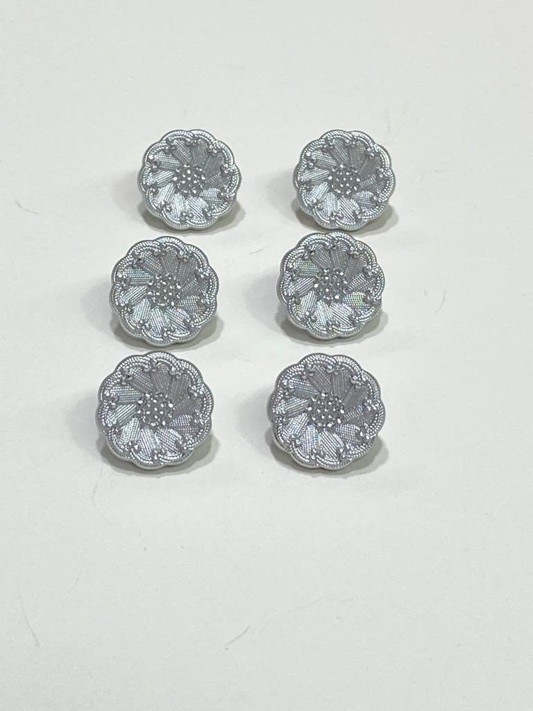 Karan Tuhafiye Karan Haberdashery Italian Model Cardigan Vest Button Set of 6 Silver 1.5 cm - Image 2