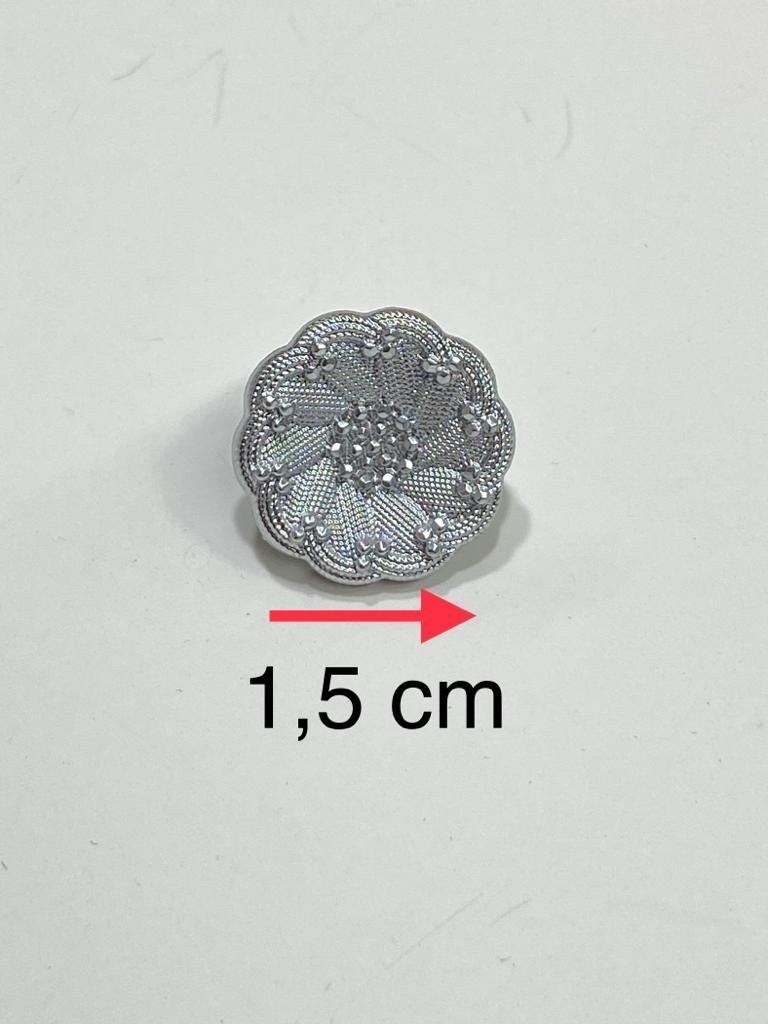 Karan Tuhafiye Karan Haberdashery Italian Model Cardigan Vest Button Set of 6 Silver 1.5 cm - Image 3
