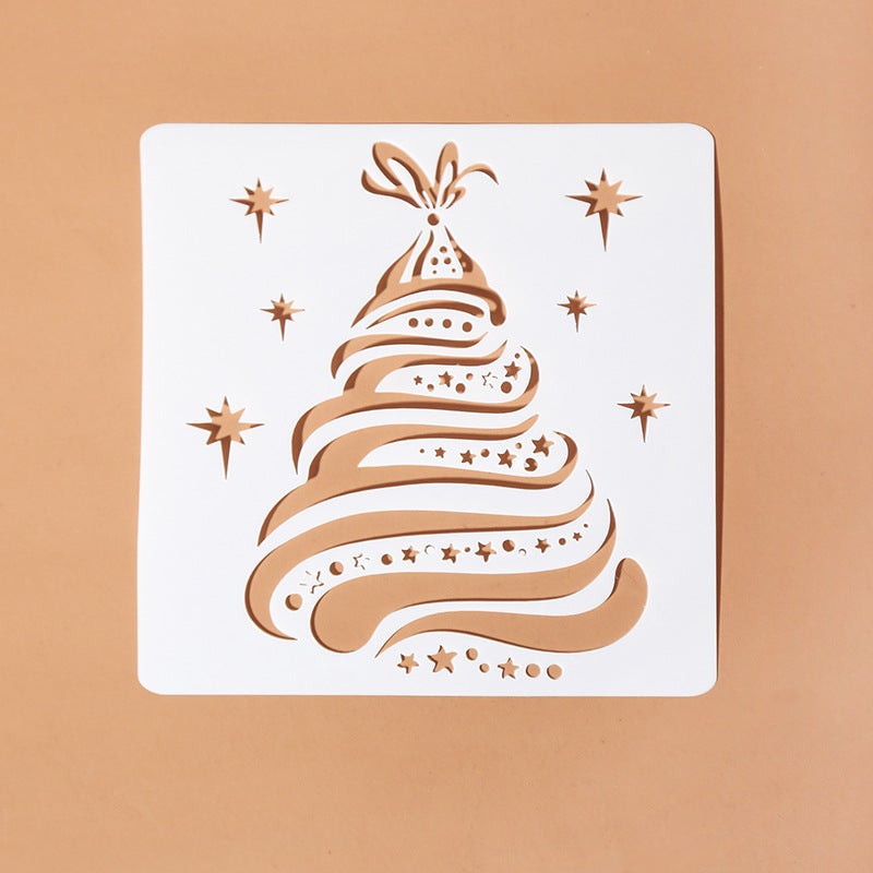 Original Christmas Series Lace Ruler Template Cartoon Elk Christmas Tree Hollow Filling Board Children'S Handwritten Newspaper Stationery - Image 1