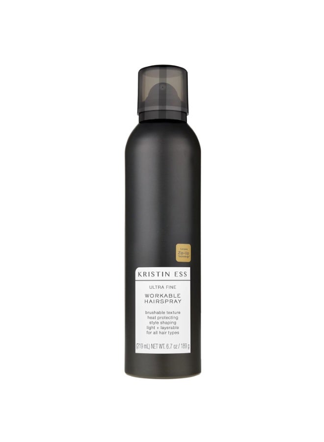 Kristin Ess Kristin Ess Ultra Fine Professional Hairspray + Heat Protectant for Hair - Lightweight Hold for Women - Volumizing Anti Frizz Hair Styling - Brushable, Flexible Styling + Finishing Spray - Color Safe - Image 1