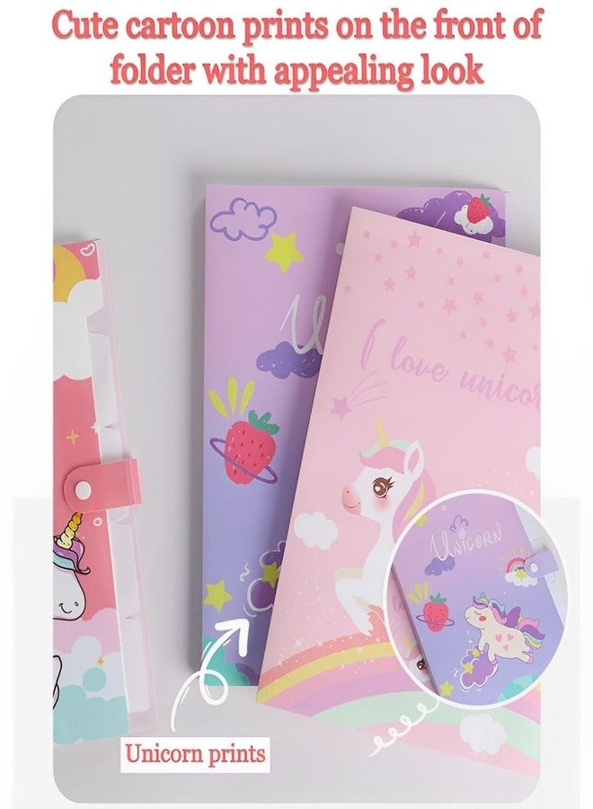 KALRA MAGIC® A4 Unicorn File Folder with Button Lock - Expandable Document Organizer with 6 Pockets, Multi-Color Certificate Holder for School & Office (Random Color & Design) - Image 5