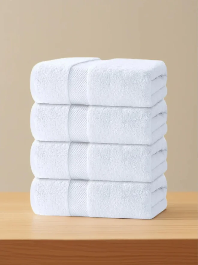 1 تشيس 1CHASE Pack of 4 - Luxury Cotton Large Bath Towel, White 70x140cm