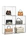 ZLLZUU Purse Organizer for Closet 5 Pack Clear Acrylic Display Case for Purse Handbag Storage Stackable Purse Storage Boxes with Magnetic Door for Collectibles Wallet Cosmetic - Image 3