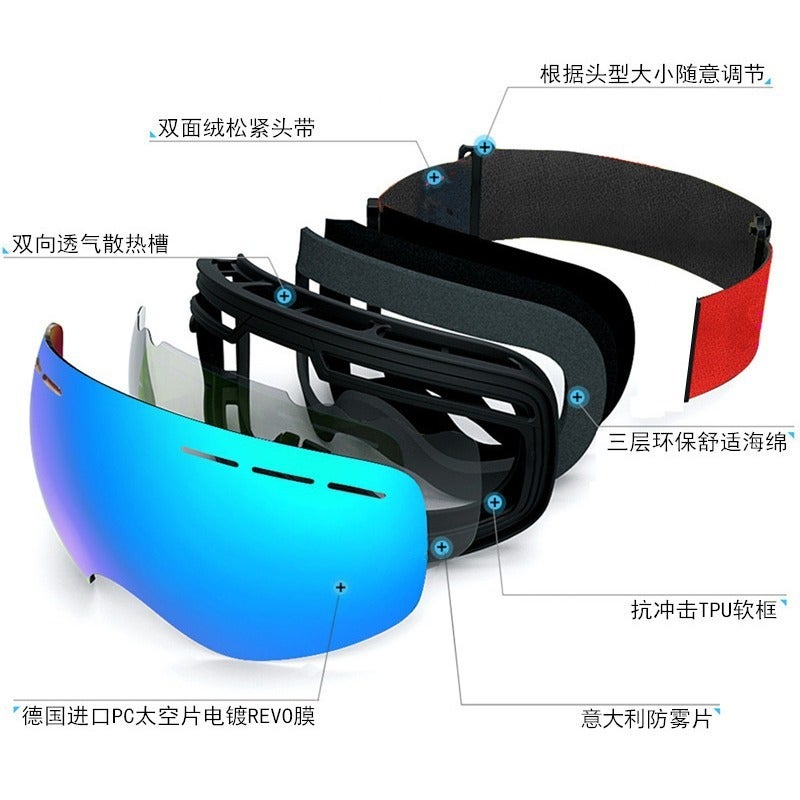 Qi Ta Unisex Double-Layer Anti-Fog Ski Goggles for Adults, Large Lens Outdoor Cycling Glasses, Compatible with Prescription Glasses - Image 4