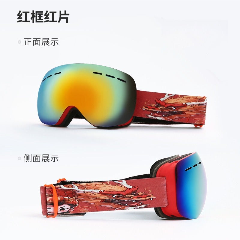 Qi Ta Unisex Double-Layer Anti-Fog Ski Goggles for Adults, Large Lens Outdoor Cycling Glasses, Compatible with Prescription Glasses - Image 1