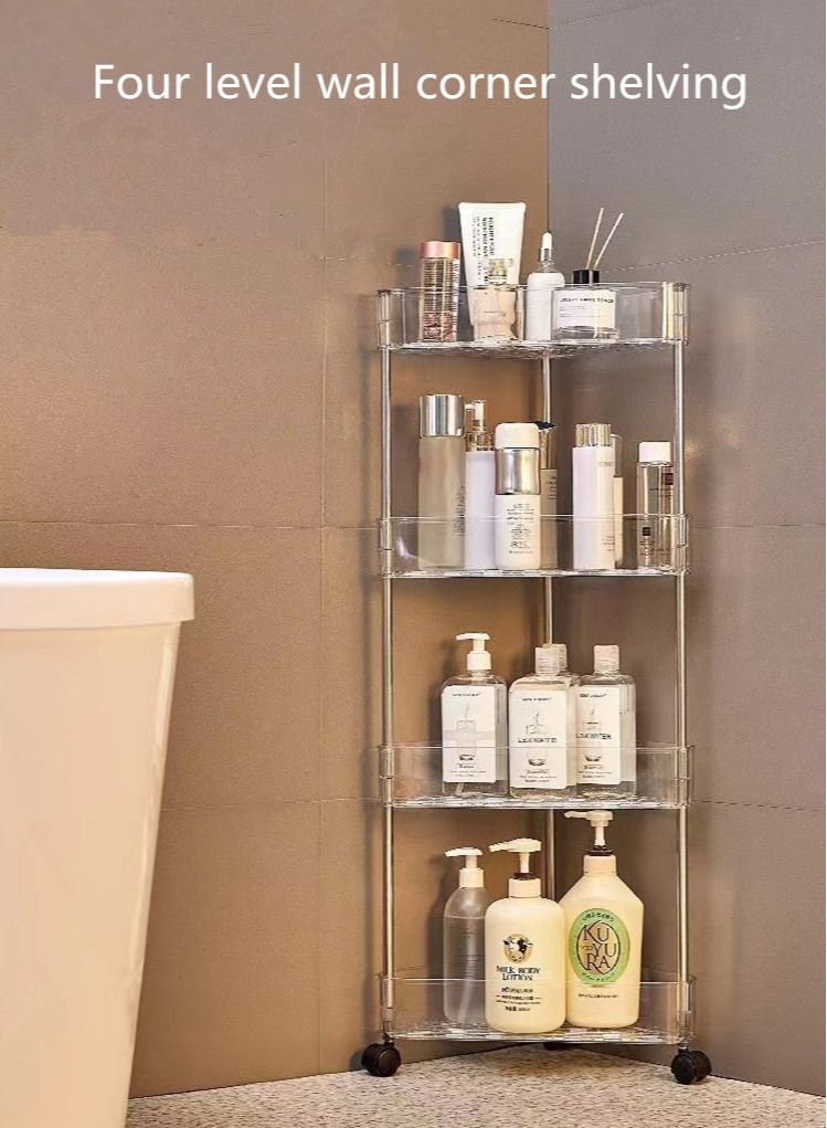 Kutis 4-Tier Bathroom Storage Rack Bathroom Caddy Ransparent 35.5 x 86 Centimeter - Image 1
