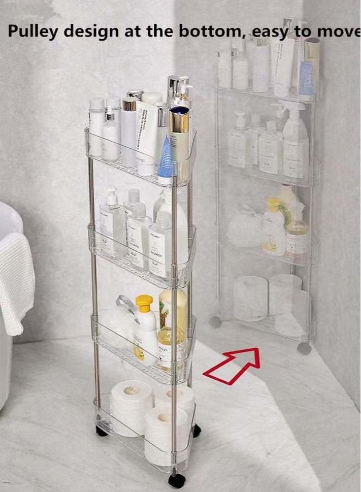 Kutis 4-Tier Bathroom Storage Rack Bathroom Caddy Ransparent 35.5 x 86 Centimeter - Image 5