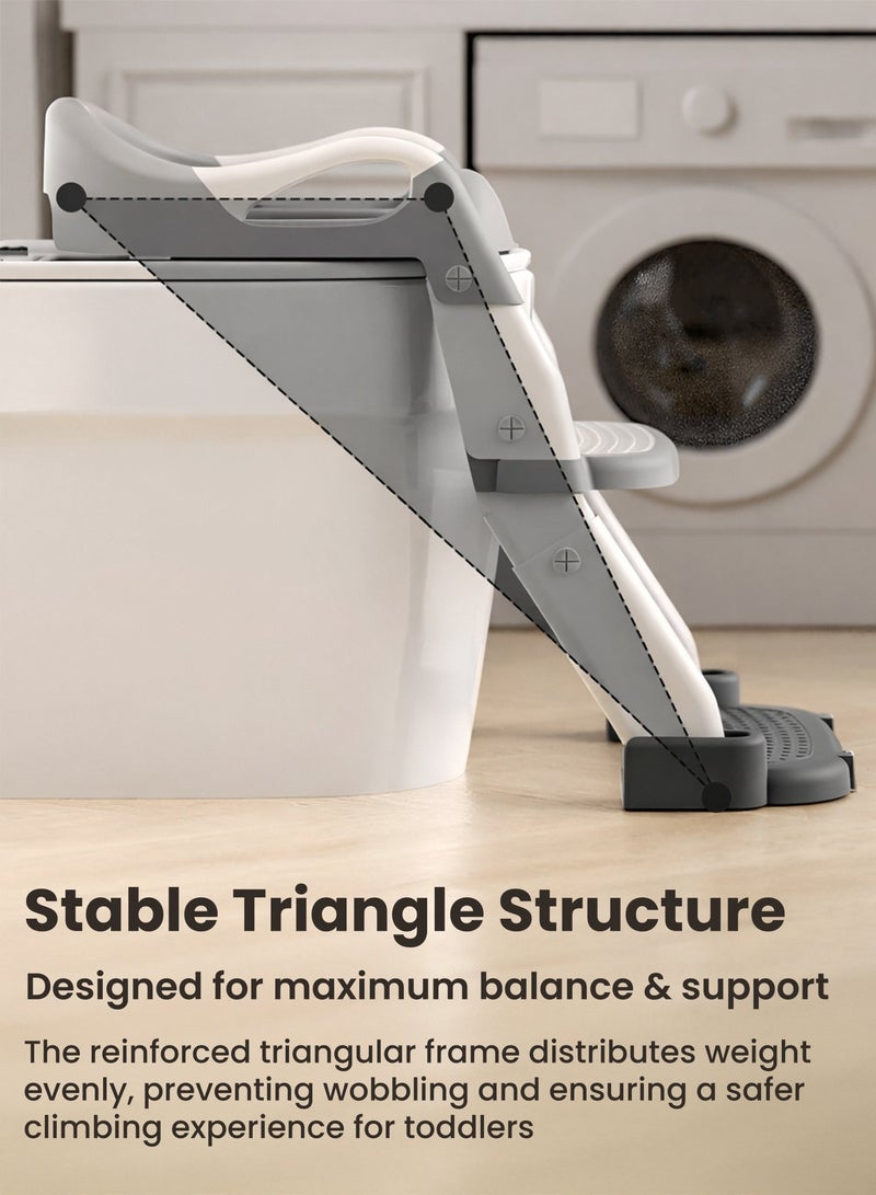 TOTOJOY Baby Potty Training Seat with Ladder, 3 in 1  Foldable Toddler Toilet Training Seat with Step Stool Adjustable Non-Slip Baby Bath and Potty Chair with Splash Guard PVC Seat Toddler Toilet Trainer for Kids Boys and Girls - Image 3