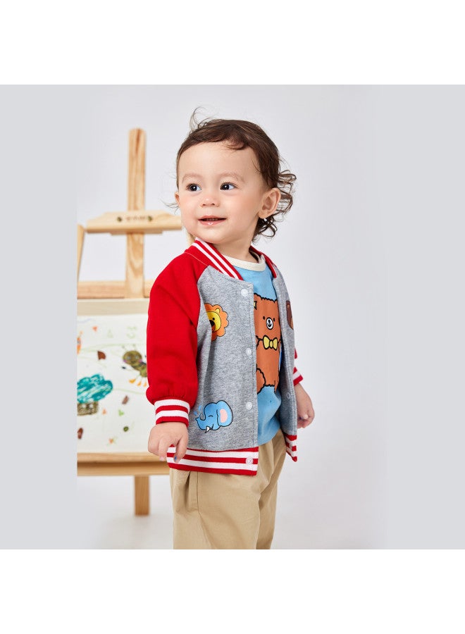 Doodle Home Baby Jacket Autumn Stylish Boys Baseball Jacket Trendy Kids Cardigan Infant Top Girls Fashion Outerwear - Image 3