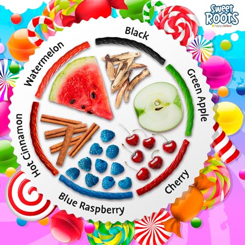 Happy Bites Sweet Roots Blue Raspberry Licorice Twists – 1 Bag (16 oz) – Jumbo Size Licorice Sticks | Made with Real Fruit Juice Concentrate | Vegan, Fat Free, Kosher | Soft Gourmet Licorice Candy - Image 3