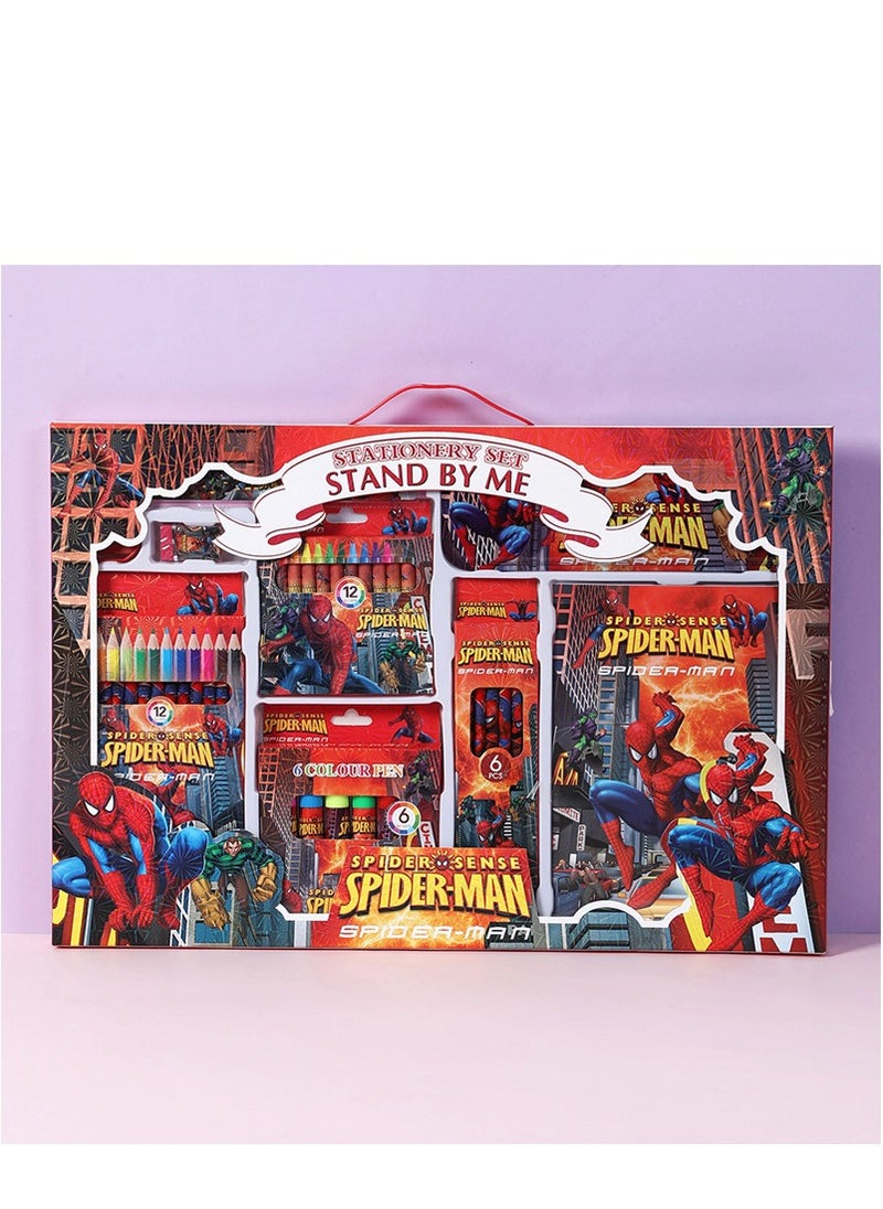 Y&D Spider-Man  Stationary Kit For kids - 41Pcs Items Pencil Box Colours Eraser and Sharpener -Return Gift kids/Spider-Man School kids Set Return Gifts 