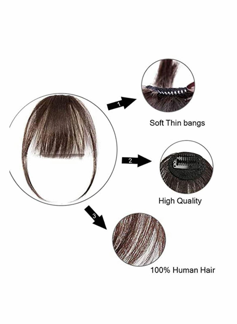 KASTWAVE Clip in Bangs Real Hair Air Bangs Hair Piece 100% Human Hair Two Side Bangs With Temples Thin Hair Air Fringe Blonde Clip On Hair Bangs Hair Extensions for Women Girls Brown - Image 4