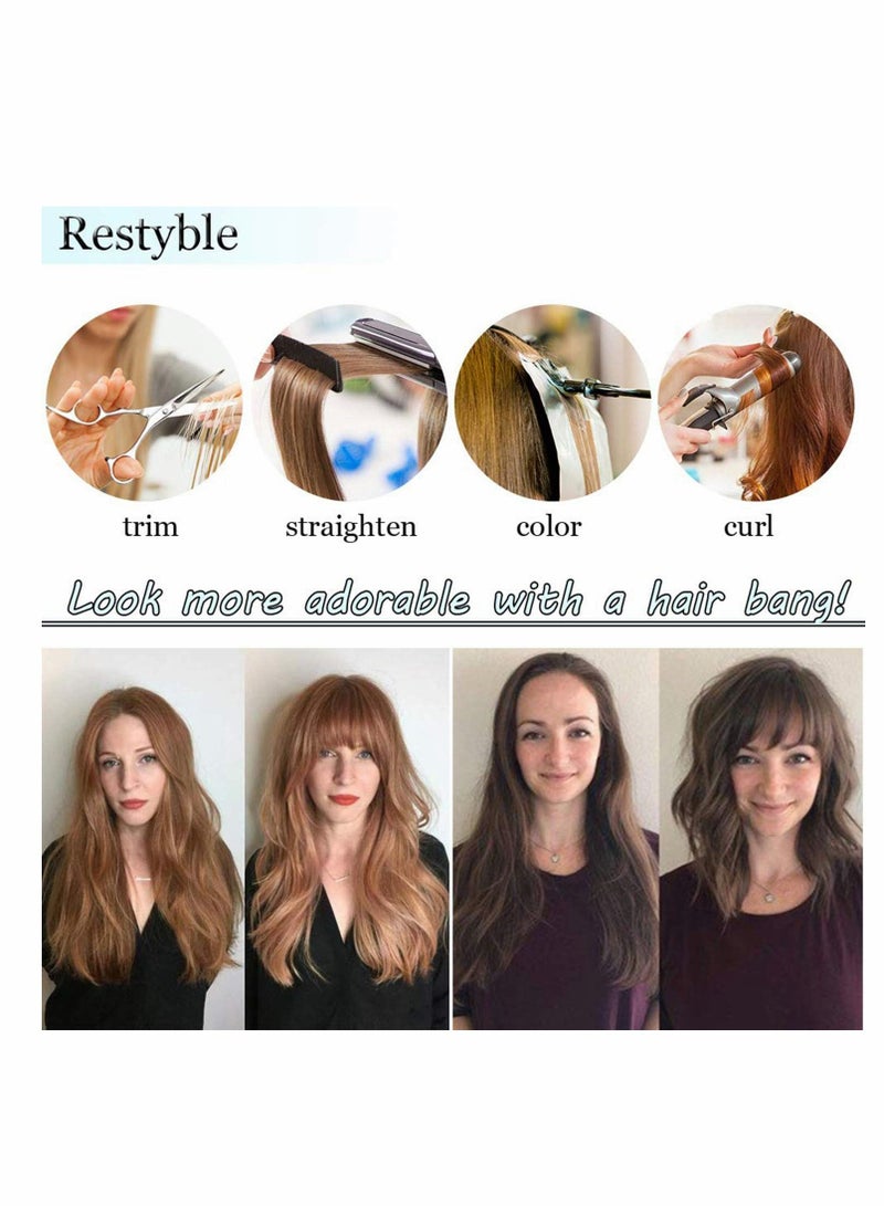 KASTWAVE Clip in Bangs Real Hair Air Bangs Hair Piece 100% Human Hair Two Side Bangs With Temples Thin Hair Air Fringe Blonde Clip On Hair Bangs Hair Extensions for Women Girls Brown - Image 5