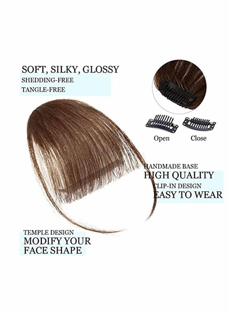 KASTWAVE Clip in Bangs Real Hair Air Bangs Hair Piece 100% Human Hair Two Side Bangs With Temples Thin Hair Air Fringe Blonde Clip On Hair Bangs Hair Extensions for Women Girls Brown - Image 3