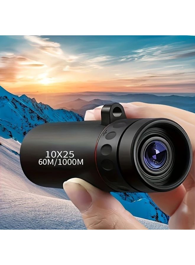 Shine Black Portable Monocular Telescope Compact Fixed Focus for Outdoor Hunting - Image 3