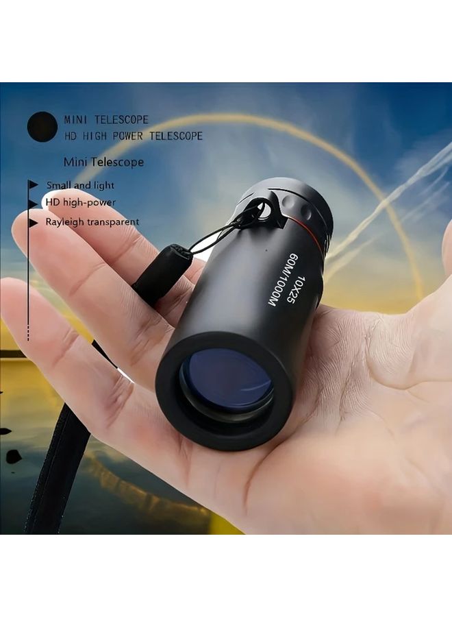 Shine Black Portable Monocular Telescope Compact Fixed Focus for Outdoor Hunting - Image 1