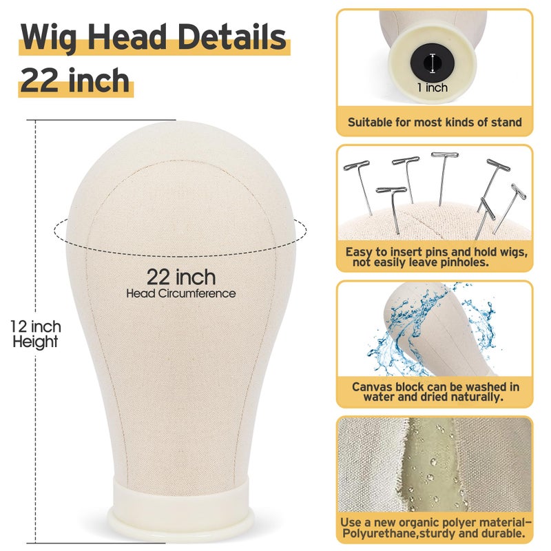 Klvied Wig Mannequin Stand for Desktop, Dual-use 22 Inch Canvas Wig Head Display, Adjustable Clamp Wig Holder, Manikin Head Stand Set for Cosmetology Hairdressing Training with Carrying Case - Image 5