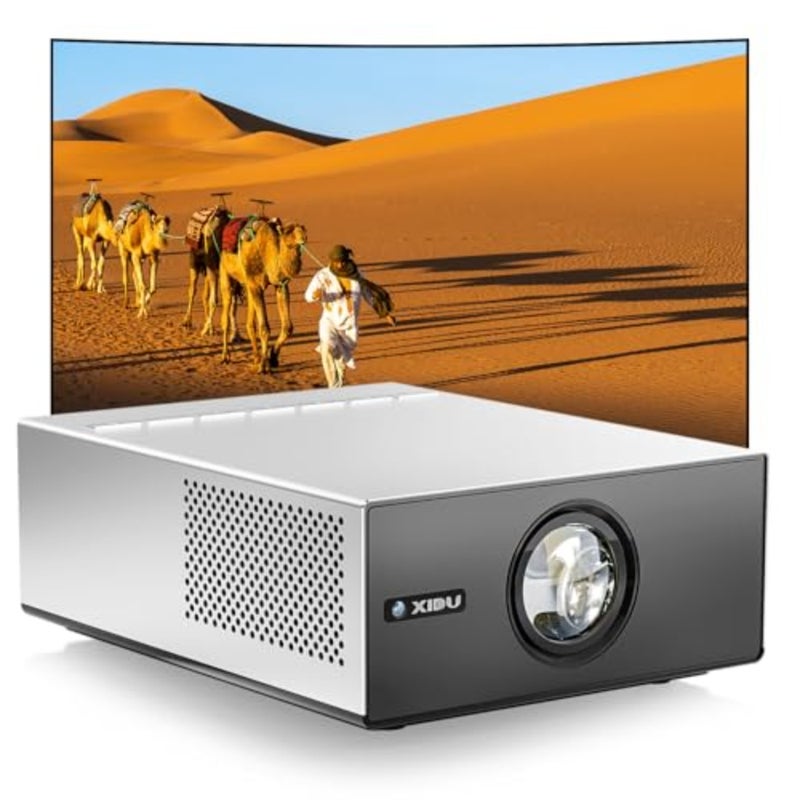 1080P Home Theater Projector with Metal Housing, HDMI USB Connectivity, Silver, LCD Display - Image 1