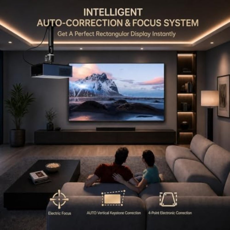 1080P Home Theater Projector with Metal Housing, HDMI USB Connectivity, Silver, LCD Display - Image 4