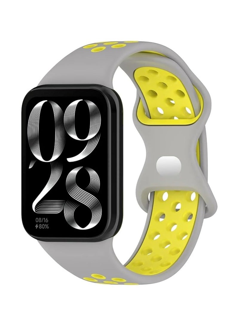 Replacement Adjustable Wristbands Compatible with Xiaomi Band 9 Pro/Band 8 Pro, Compatible with Redmi Watch 5/4 Band Soft Silicone Wrist Strap Watch Accessories (Grey @ Green)