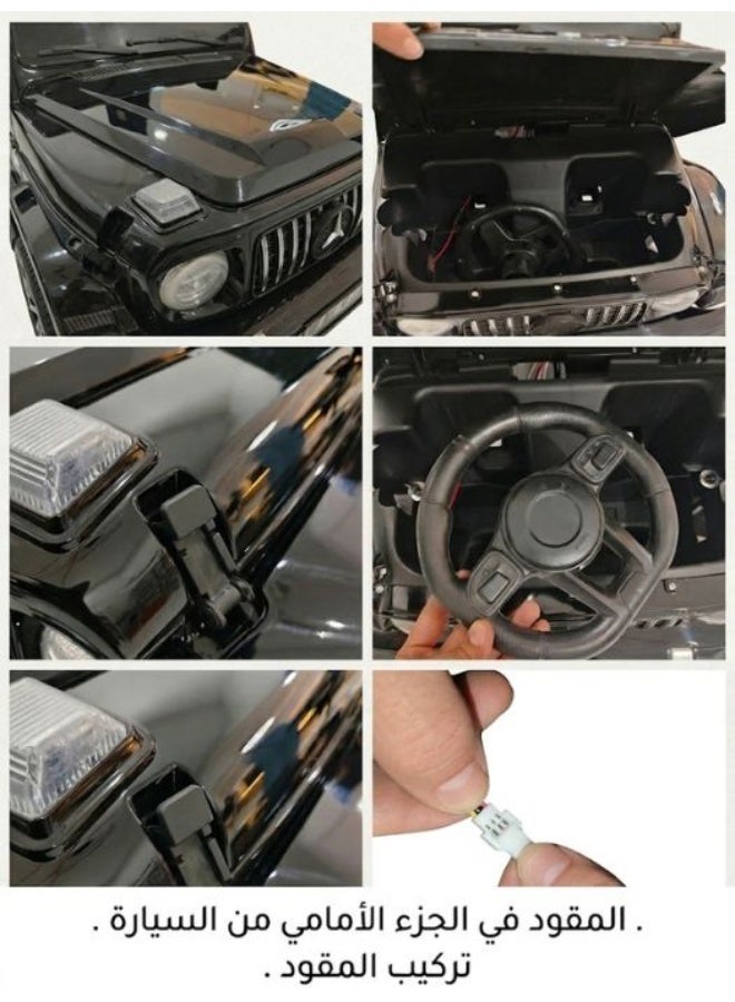 سيارة أطفال كهربائية 12 فولت للركوب مع ريموت تحكم للأهل وبلوتوث وموسيقى وإضاءة LED – تصميم واقعي فاخر – لون أسود - Image 2