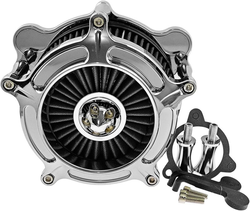 QASULER Motorcycle Chrome Air Filter Cleaner - Image 1