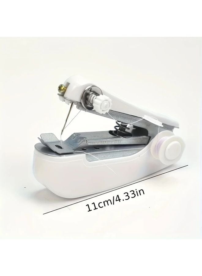 Portable Manual Sewing Machine Mini White Adjustable Stitch No Electricity Crafting Tool - Image 1