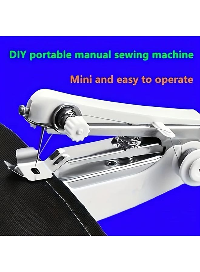 Portable Manual Sewing Machine Mini White Adjustable Stitch No Electricity Crafting Tool - Image 2